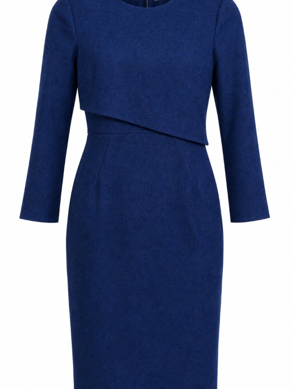 The Fold London Blue Wool Blend Asymmetrical Overlay Sheath Dress US 8